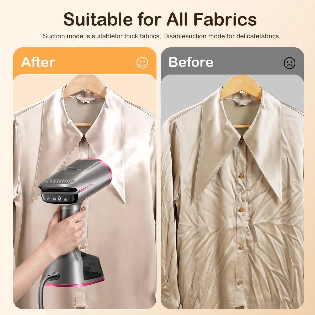 Dr.Flash Vacuum Garment Steamer, Suction Steamer &Iron 2 in 1,270Ml Big Capacity, 1400W Handheld Clothes Steamer, Portable Travel & Household Iron for Clothes, Fabrics, Large Cerannic Heat Panel
