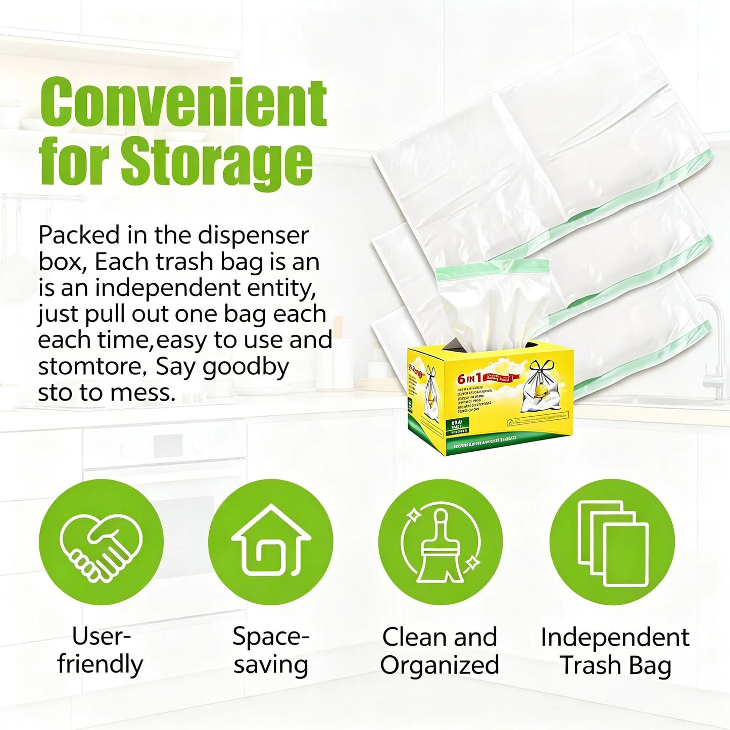 Count Ultra Strong 13Gallon Trash Bags, Individually Folded Tall Kitchen Trashbags Resist Leaks, Punctures, Ripsdrawstring,Office,Outdoors,Party,Petlovers,Summerwins,Dorm Essentials,Home Essentials
