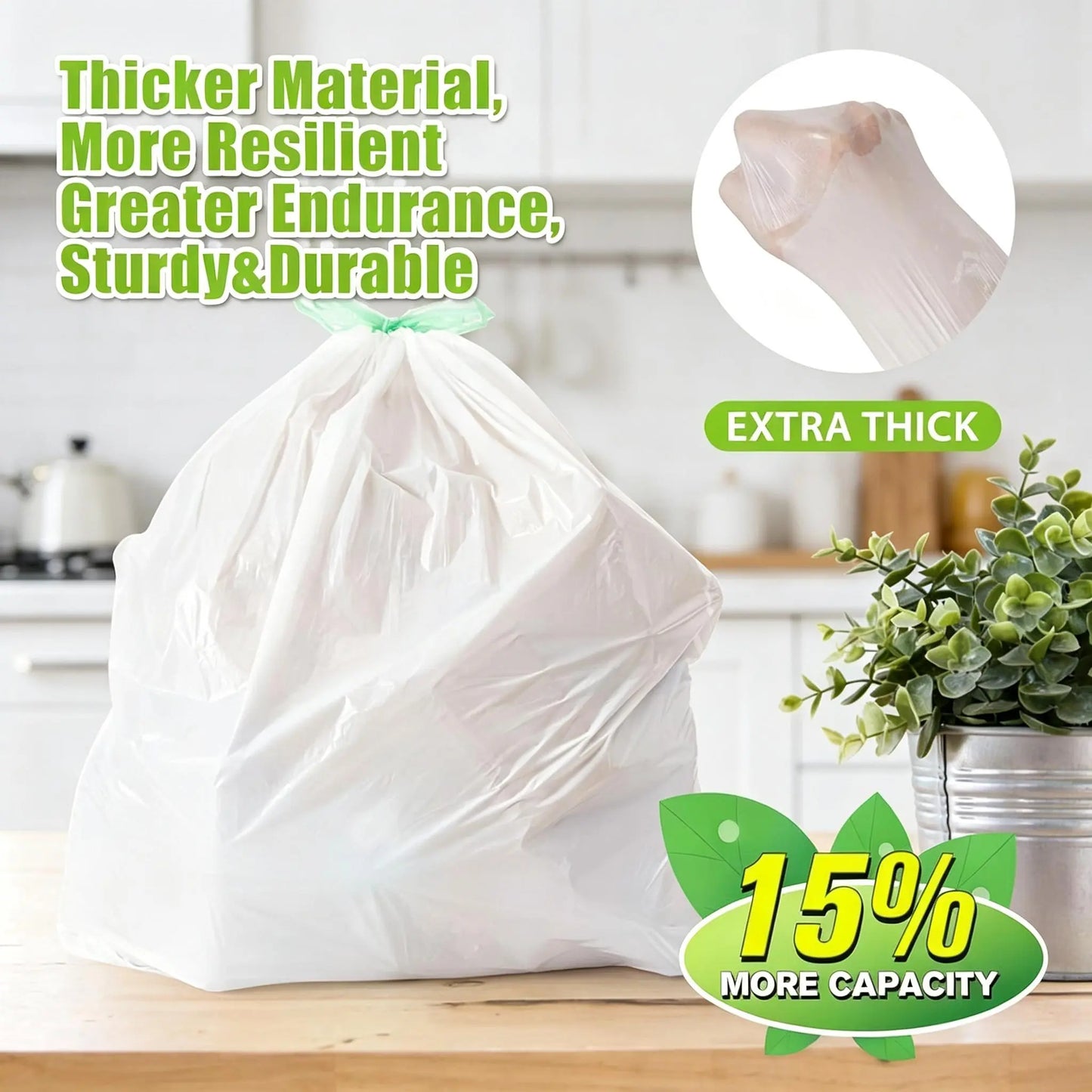 Count Ultra Strong 13Gallon Trash Bags, Individually Folded Tall Kitchen Trashbags Resist Leaks, Punctures, Ripsdrawstring,Office,Outdoors,Party,Petlovers,Summerwins,Dorm Essentials,Home Essentials