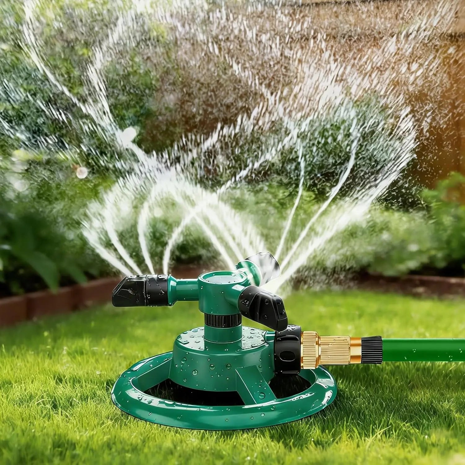360 Degree Rotating Lawn Sprinkler, Automatic Garden Watering System, Large Area Coverage Irrigation, Heavy Duty Yard Sprinkler for Outdoor Spray, Adjustable Lawn & Garden Watering Device