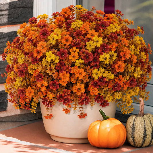 Summervibes Artificial Fall Flowers 6/12/24 PCS, Faux Autumn Flower Bushes for Outdoor Indoor Decor, Halloween Porch, Window Box, Hanging Basket & Thanksgiving Decoration Summerwins,Dorm Essentials Tiktokshopbacktoschool