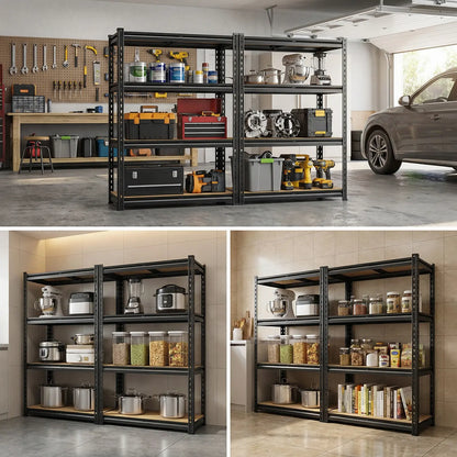 Raybee 2-Pack 4-Tier Heavyduty Garage Shelving Units Metal Shelves Storage Height Adjustable Utility Racks for Warehouse Organizing Pantry Kitchen Basement Shelf Organiser 35.5"Wide 12" Deep 60" High Twin Size 71" Wide #Tiktokshopbacktoschool