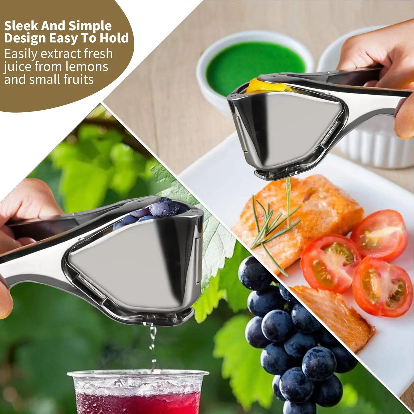 Stainless Steel Lemon Juice Squeezer - Durable Heavy-Duty Citrus Press, Ergonomic Home Kitchen Juicing Tool, Manual Handheld Utensils for Lemon Lime Orange, Dishwasher Safe