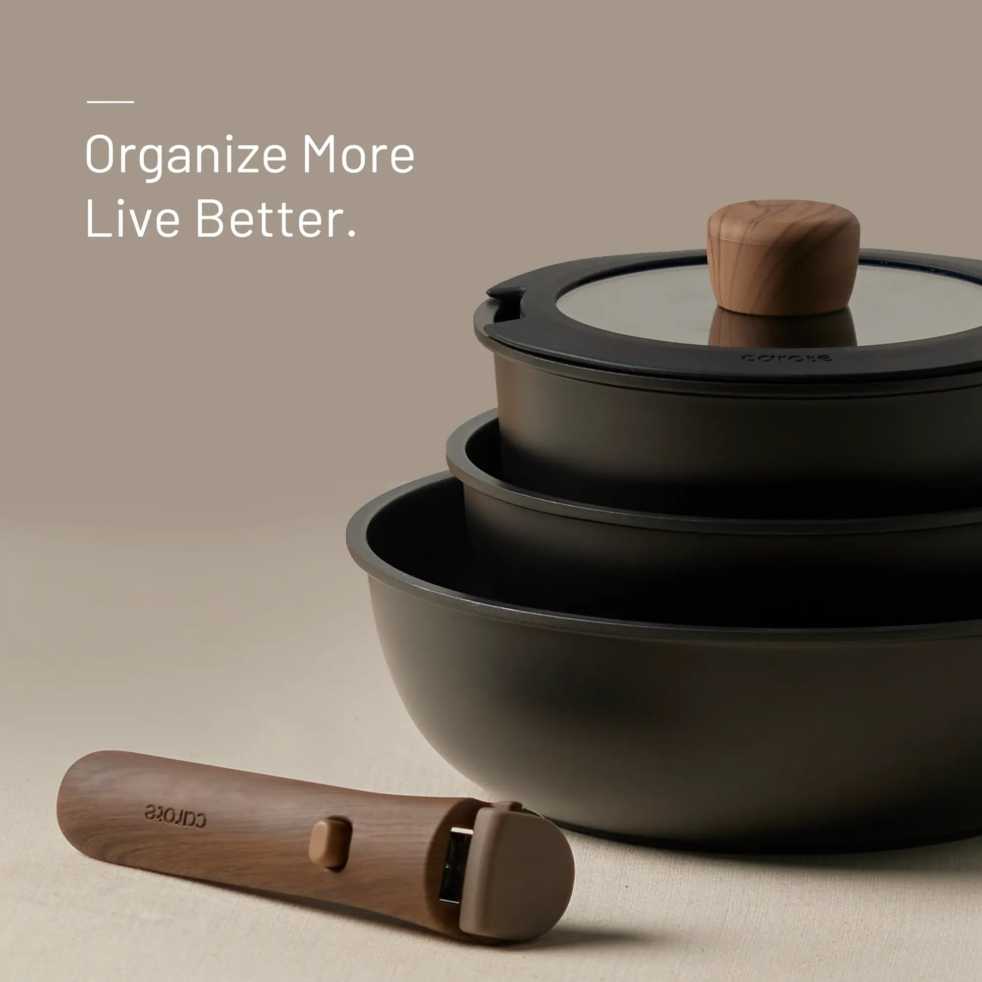 [Official]Carote 19/22/26Pcs Pots and Pans Non Stick, Wooden Detachable Handle, Cookware Sets Induction Kitchen Pots and Pans,Nonstick Cooking Set, Oven/Dishwasher/Fridge Safe, Space Saving, Fry, Silicone, Pots and Pans Set