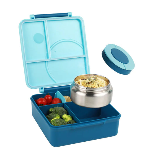 Chiclab Thermal Insulation Bento Lunch Box - 4 Compartments, 8Oz Leakproof Soup Thermos, Back to School School Lunch Pack, Keeps Hot Food Hot up to 6H for Travel
