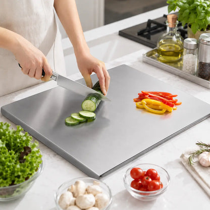 Stainless Steel Chopping Board - Anti-Slip Base, Mold-Resistant Kitchen Supply, Minimalist Essential Household Kitchen Accessory for Knife Use, Home Decor
