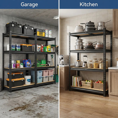 Raybee 2-Pack 4-Tier Heavyduty Garage Shelving Units Metal Shelves Storage Height Adjustable Utility Racks for Warehouse Organizing Pantry Kitchen Basement Shelf Organiser 35.5"Wide 12" Deep 60" High Twin Size 71" Wide #Tiktokshopbacktoschool