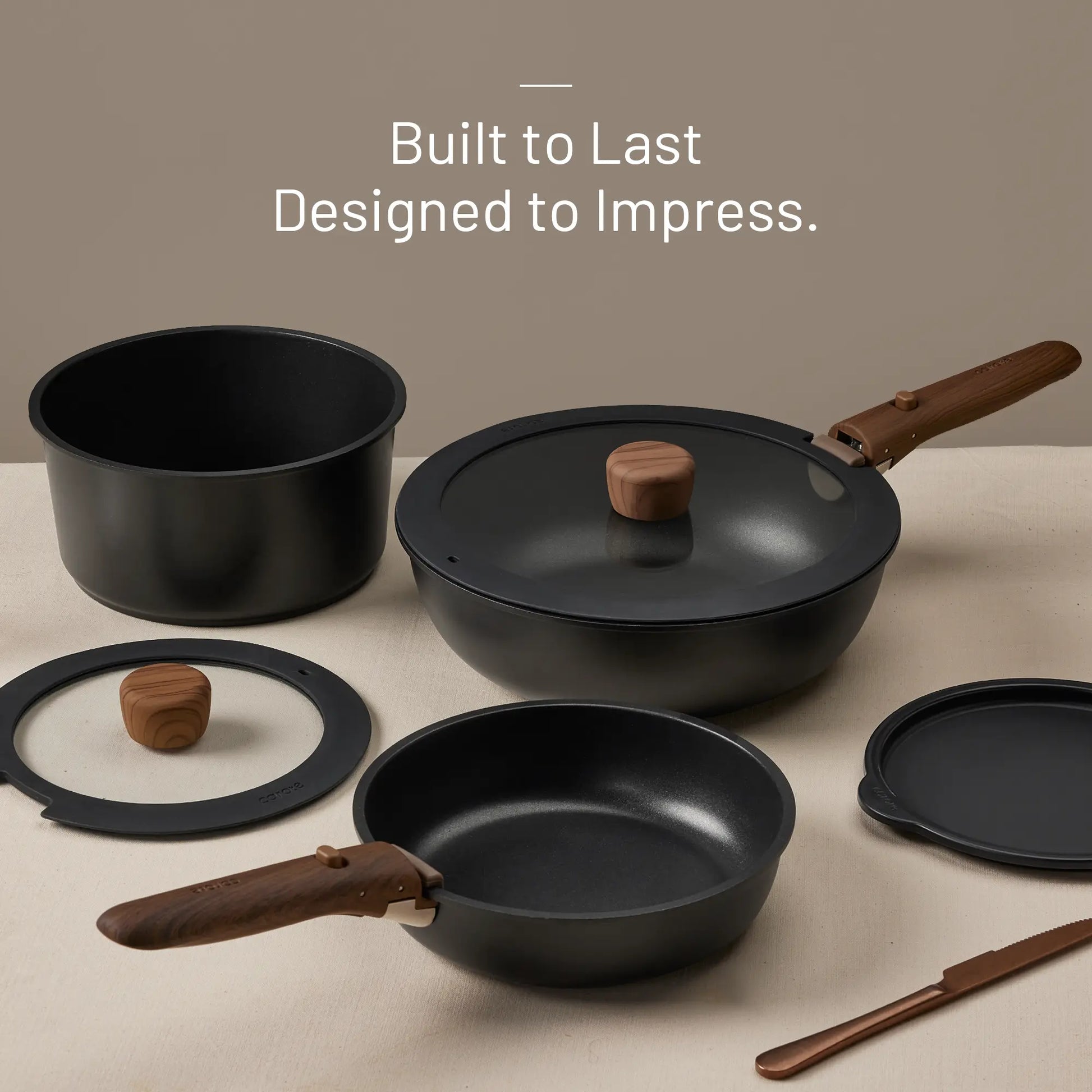 [Official]Carote 19/22/26Pcs Pots and Pans Non Stick, Wooden Detachable Handle, Cookware Sets Induction Kitchen Pots and Pans,Nonstick Cooking Set, Oven/Dishwasher/Fridge Safe, Space Saving, Fry, Silicone, Pots and Pans Set